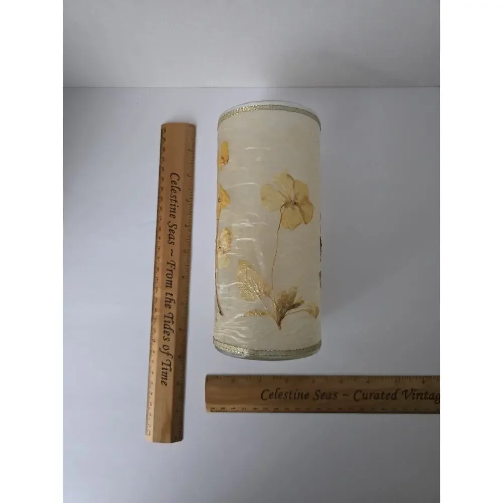 Vintage Terrain-Style Pressed Floral Stems Glass Candle Holder/Hurricane Vasea